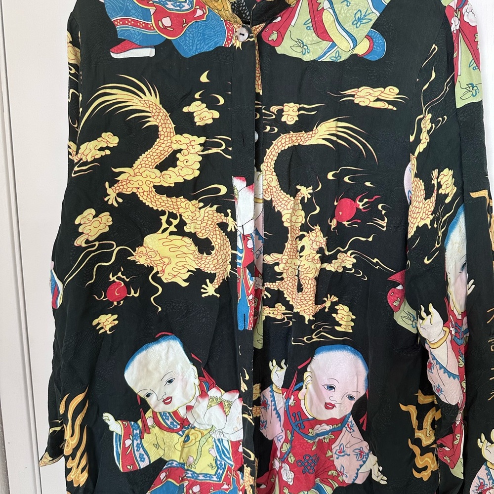 Citron Black and Red Graphic Oversized Blouse